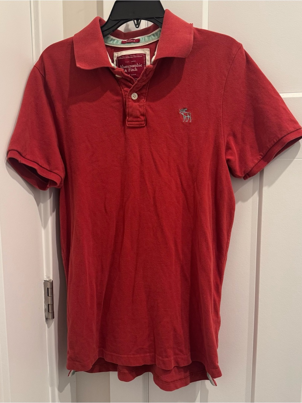 Abercrombie & Fitch Mens Muscle Short Sleeve Polo Shirt XL Burgundy